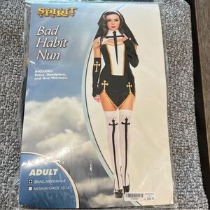 Spirit Bad Habit Nun Costume - Black, White, and Gold